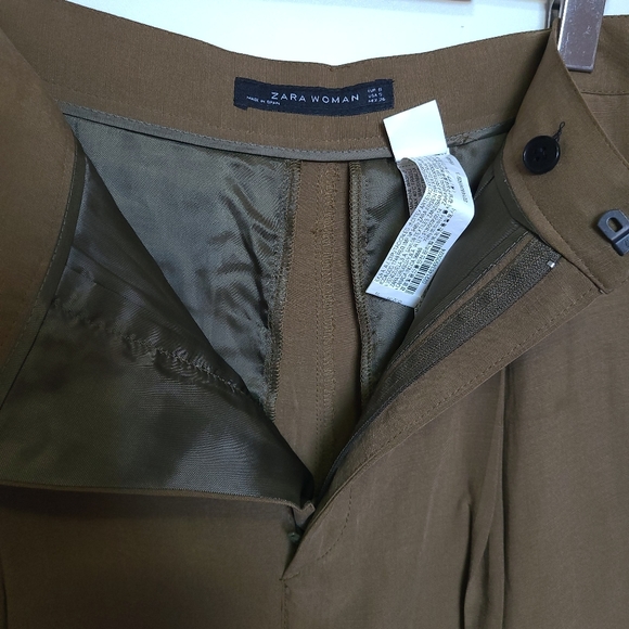 Zara - Lyocell Camel Brown Pants - Size S - Picture 7 of 9